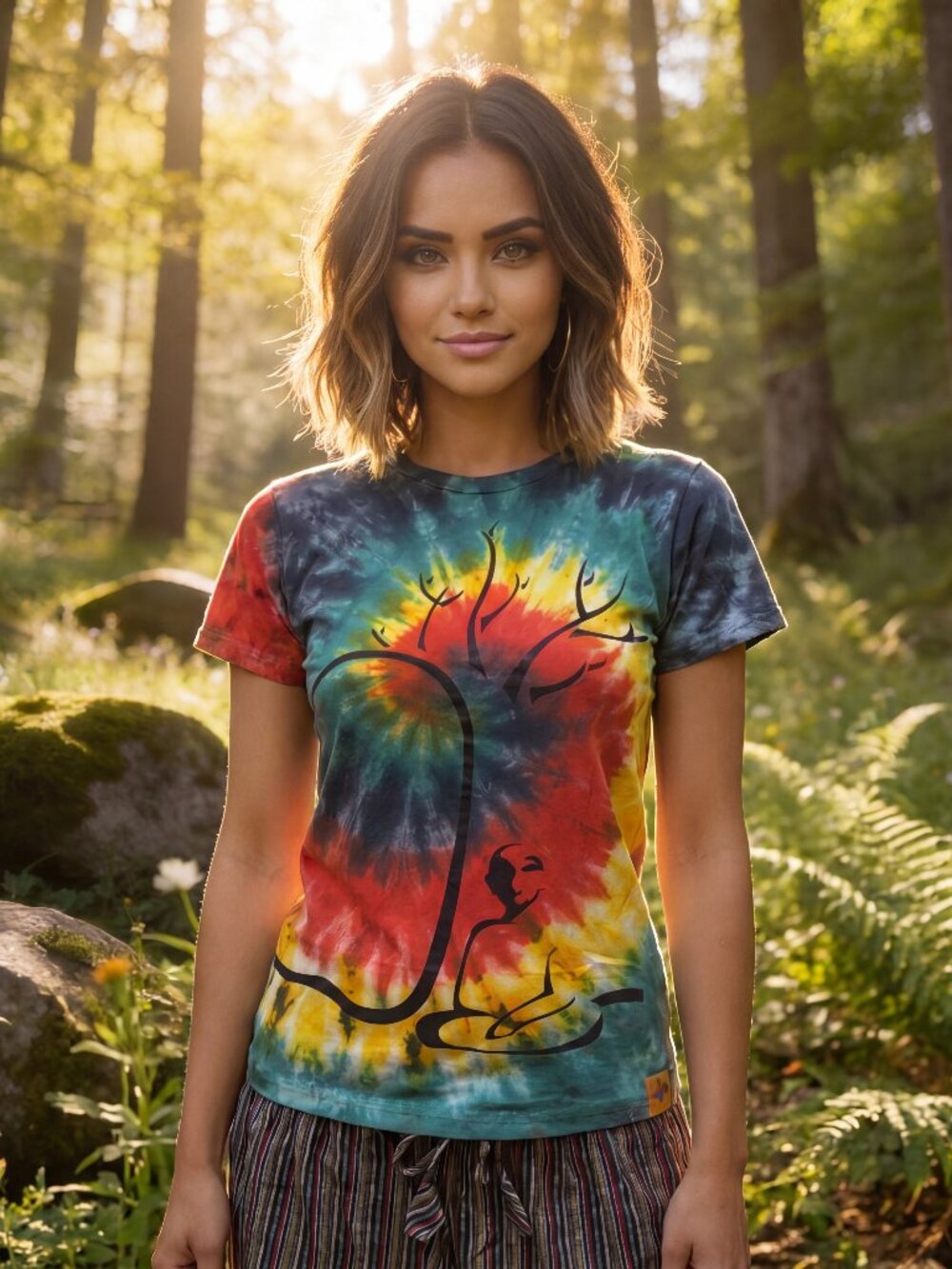 Meditating Buddha Painted Tee: 100% Organic Cotton T Shirt For Women